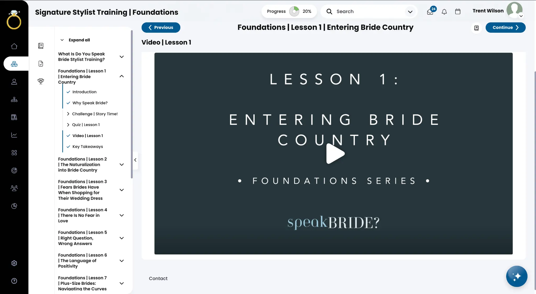 SpeakBride Platform Training Interface